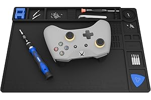 STREBITO Soldering Mat Silicone Work Mat, Heat Resistant 932°F, Magnetic Mat for Screws and tools, Solder Mat Electronics Mat for Watch, Phone, Tablet, Eyeglass, Knife, Size 13.8" x 9.9" (Black)