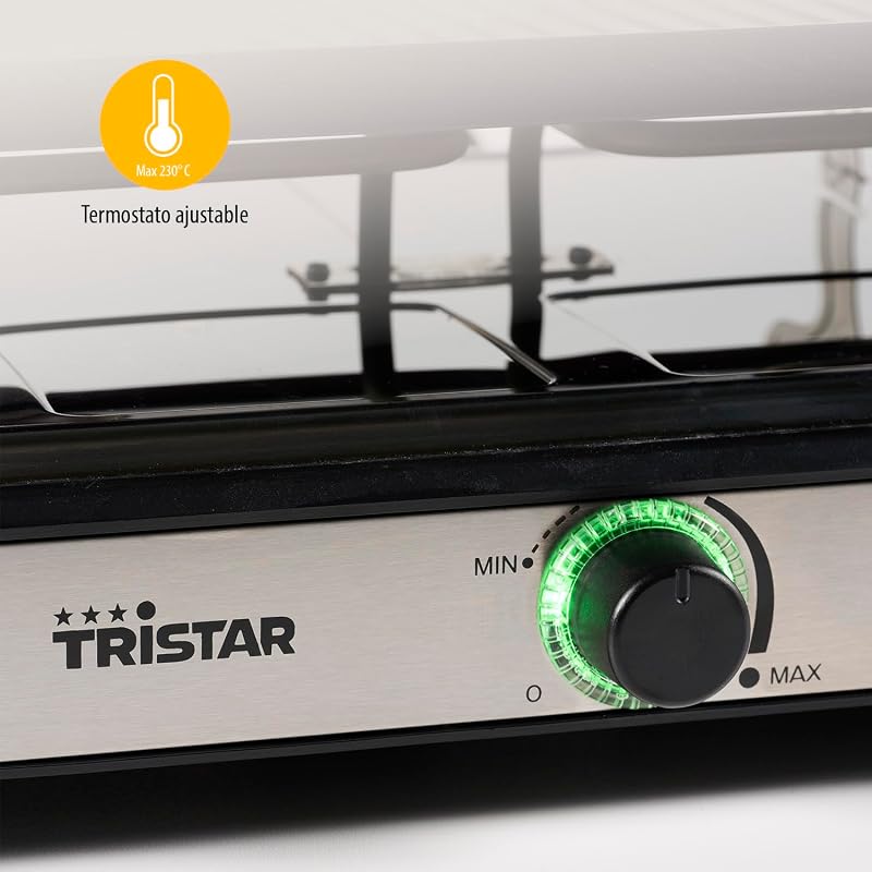 RA-2748 Raclette multifuncional 3 en 1; Raclette, piedra de cocción, grill, plancha/teppanyaki, Para 8 personas con 8 sartenes de raclette incluidas, 1400 W