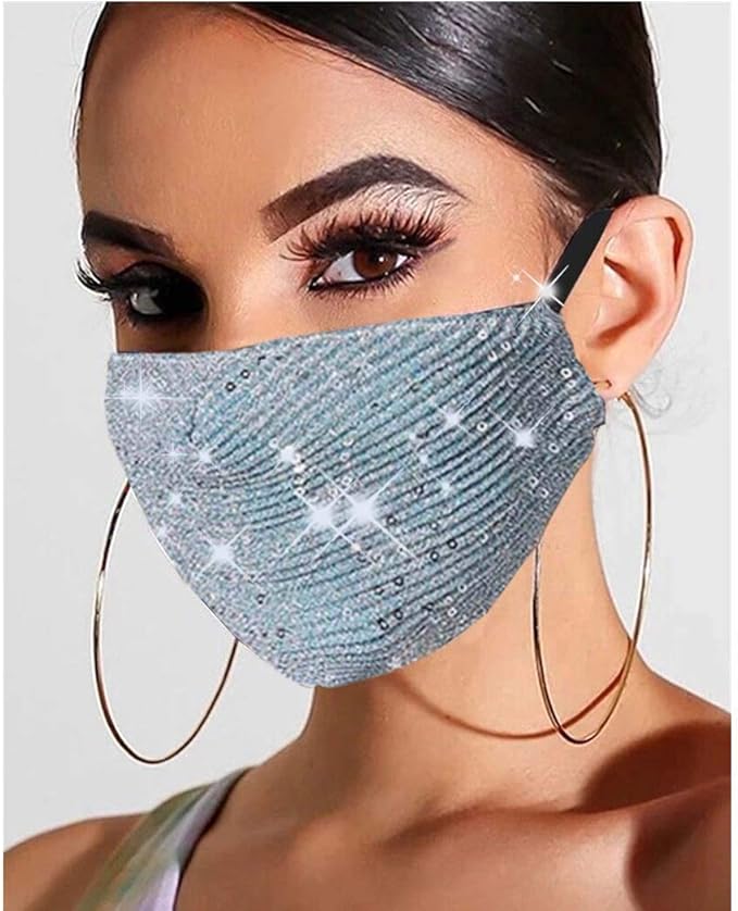 Evild Sequins Glitter Face Mask Club Colorful Mouth Cover Masquerade Ball Party Breathable Mask