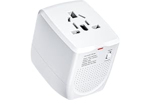 LINGPEI Universal Travel Adapter Voltage Converter, Reduces 220V to 110V for Cell Phones, laptops and Curling Irons, USA to UK, Europe, Australia and Over 200 Countries (White)