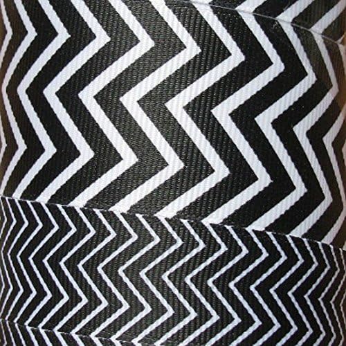 20 Yds Chevron Print Grosgrain Ribbon, 1.5 Inch Black / White