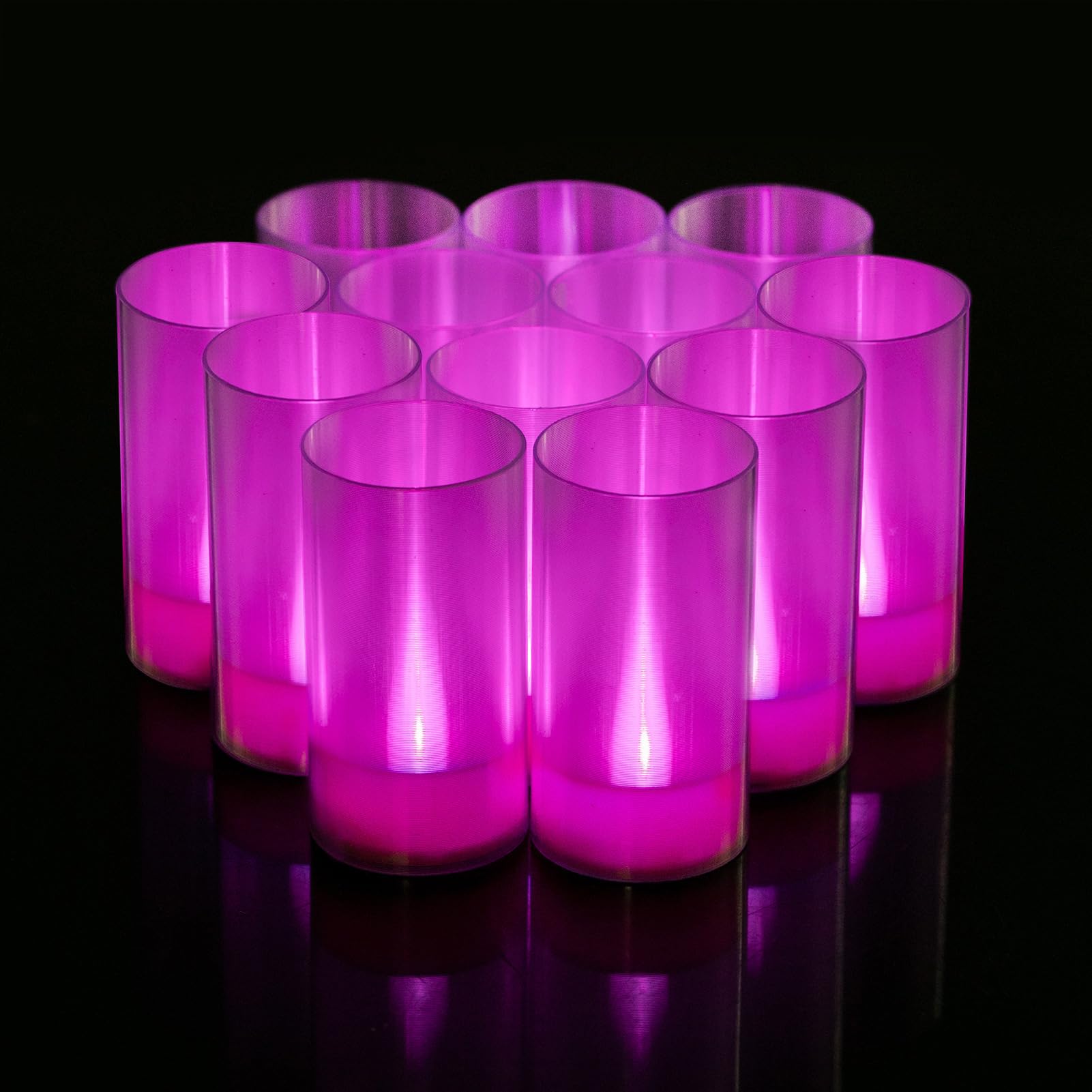 Photo 1 of LANKER Flameless Candles, Battery Operated LED Pillar Candles, D1.5 x H3 inch, Romantic Steady Pink Light, Set of 12 (Pink)