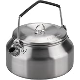 Thous Winds Camping Kettle 1Liter, Camp Tea Coffee Pot Stainless Steel Outdoor Hiking Kettle Pot Lightweight Durable Camping Tea Kettle