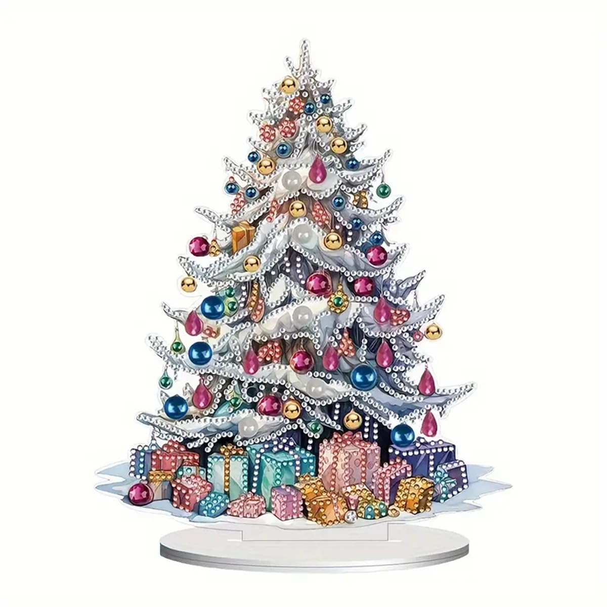 Syntego 5D Christmas Tree Decoration Painting Kit I DIY Art Set with Presents, Acrylic Tabletop Decoration & Crystal Rhinestone