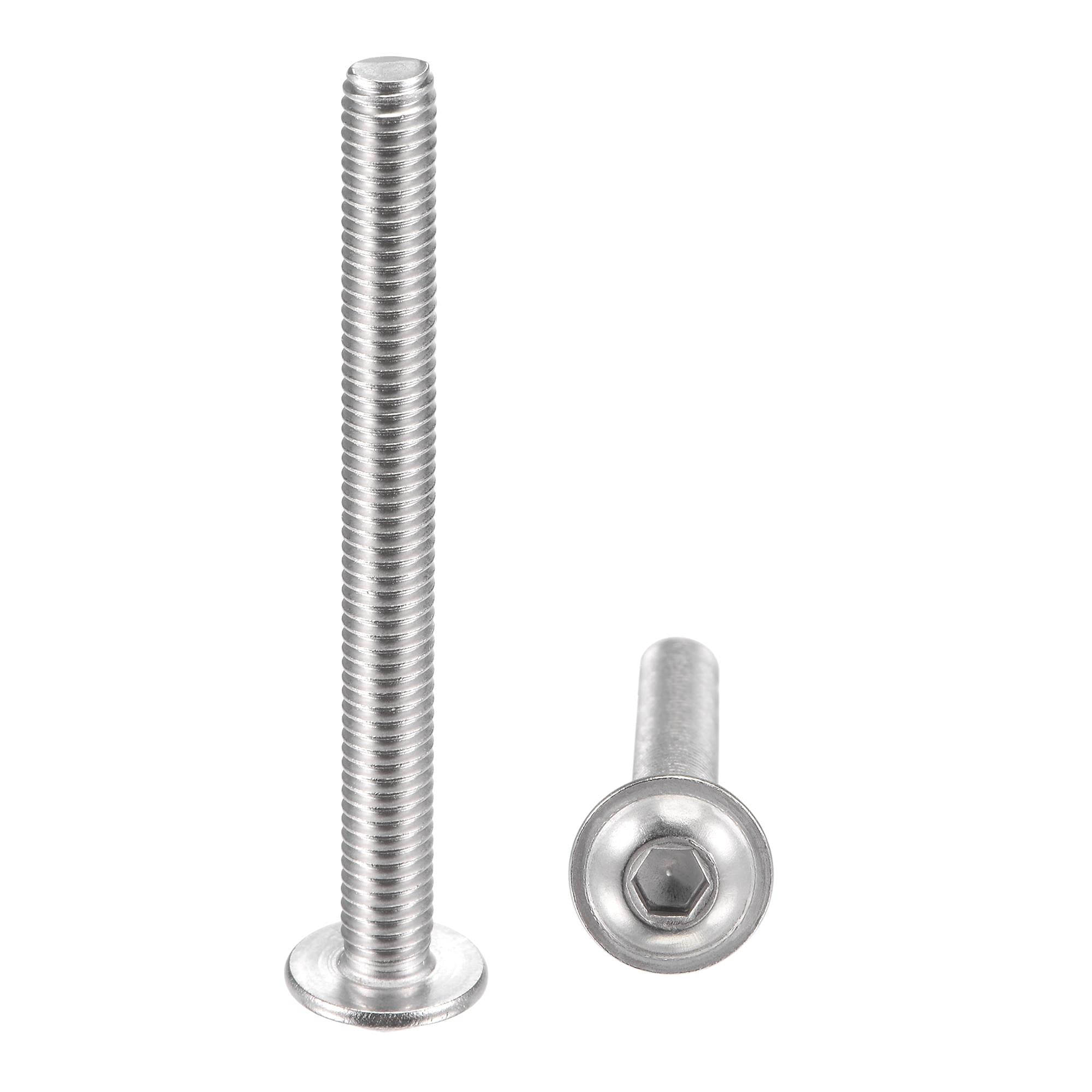 sourcing map Flanged Button Head Socket Cap Screws, M6x60mm Hex Socket Drive Screw, 304 Stainless Steel Fasteners Bolts, Fully Threaded Machine Screw 20Pcs