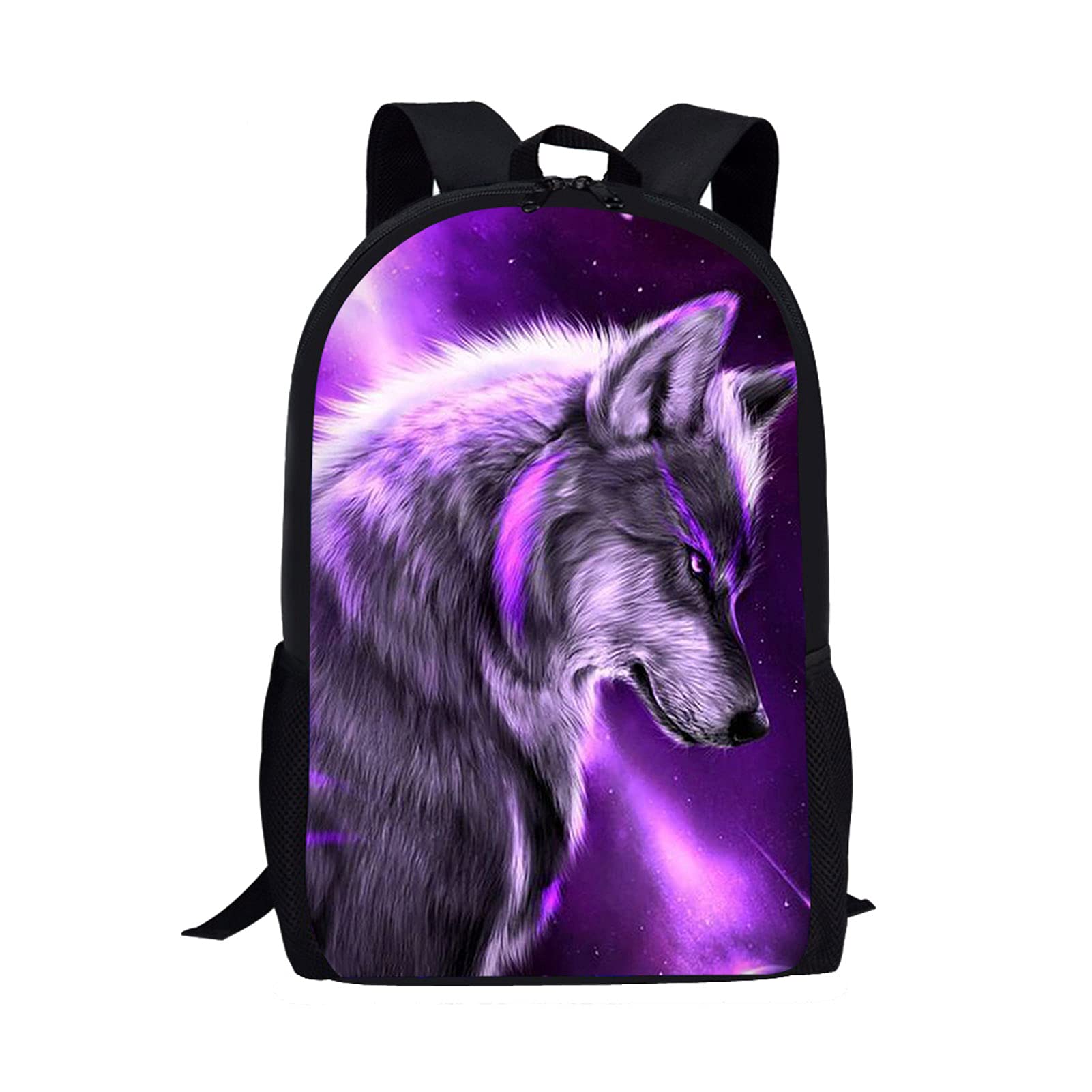 Showudesigns Galaxy Wolf Backpacks Kids Girls Schoolbag with Adjustable Shoulder Strap Casual Daypack Laptop Shoulder Bag Sports Gym Outdoor Purple Pink — image 1