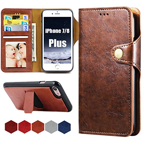 AxPower for iPhone 7 Plus iPhone 8 Plus Wallet Leather Case with Card Holder Folio Flip Cell Phone Cover with 