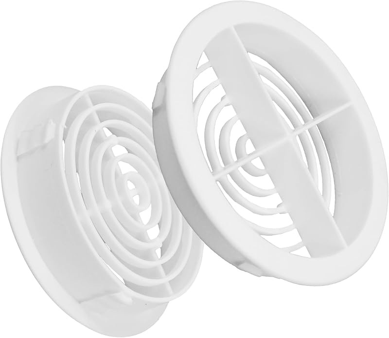 SmartHome 4 Pack 68mm White Plastic Round Soffit Air Vents UV Resistant Roof