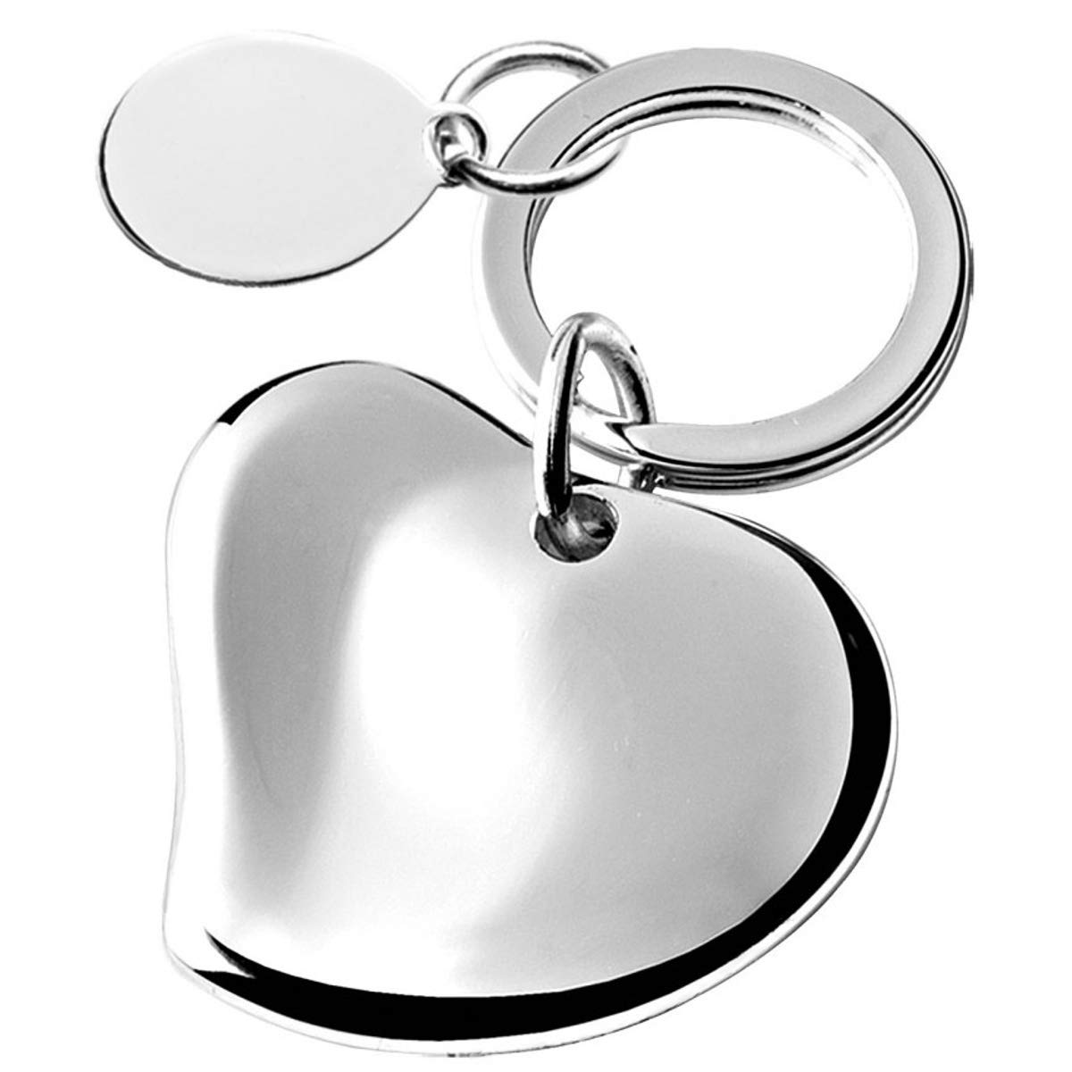 SILBERKANNE Key ring with heart and plate 7 x 4 x 2 cm silver plated in premium workman.