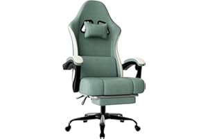 Ergonomic Gaming Chair with Pocketed Spring Cushion, Breathable Fabric Computer Chair with Footrest, Adjustable Lumbar Suppor
