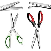 Pinking Shears Set 2 Pack, Scalloped and Zig Zag Fabric Scissors, 9.5 Inch | Two edge styles in one set: 7mm scalloped waves and 5mm zig zag cuts for sewing, dressmaking, cards and crafts.