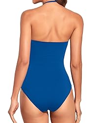 Holipick Women Blue One Piece Swimsuits Tummy
