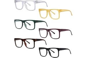 GUD Oversized Reading Glasses with Screwless Spring Hinge Metalless Stylish 6 Pack Readers for Women Men +1.75