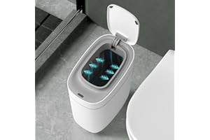 ELPHECO Slim Bathroom Trash Can with Lid, 2.5 Gallon Automatic Adsorption Garbage Can, Narrow Sensor Trash Bin, Slim Waterproof Garbage Can, Smart Waste Bin for Narrow Space (Bag Self-Absorbing)