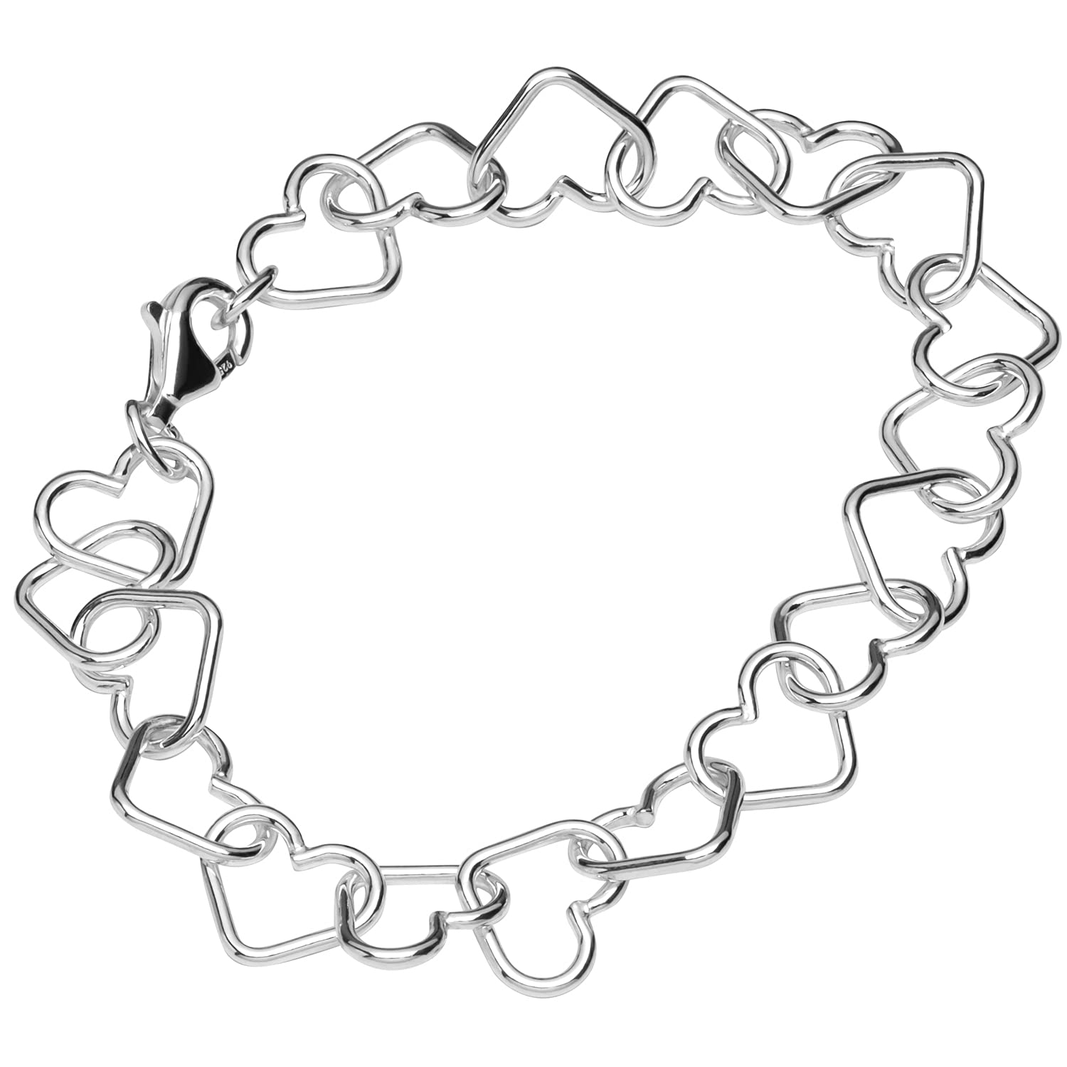 NKlaus bracelet 925 Sterling Silver 19cm heart chain ladies designer bracelet chain exquisite 12775