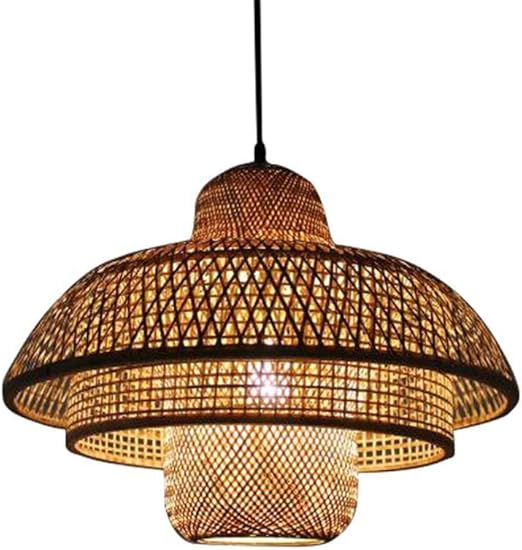 JXA Wicker Pendant Light Shade Natural Bamboo Chandelier Diy Rattan