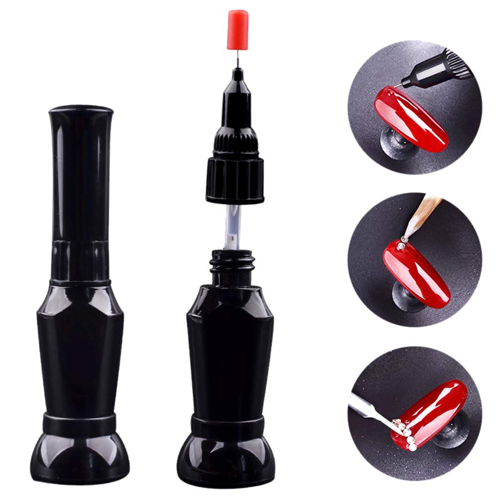 Taykoo Nail Glue For False Nail Tips Clear Point Drill Gel With Needle Manicure Decoration Adhesive, Acrylic Rhinestones Nail Glue, Professional Nail Glue : Beauty