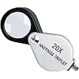 20X Hasting Jewelers Eye Loupe Foldable Mini Jewelry Loop Magnifier, Optical Glass Triplet Lens & Stainless Steel Body, Pocke