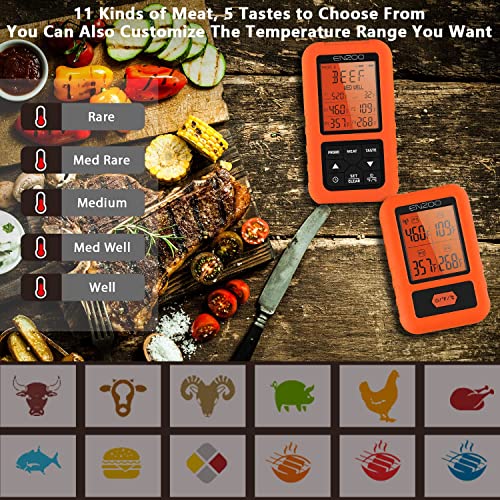 ENZOO 500FT Wireless Meat Thermometer with 4 Probes for Grilling