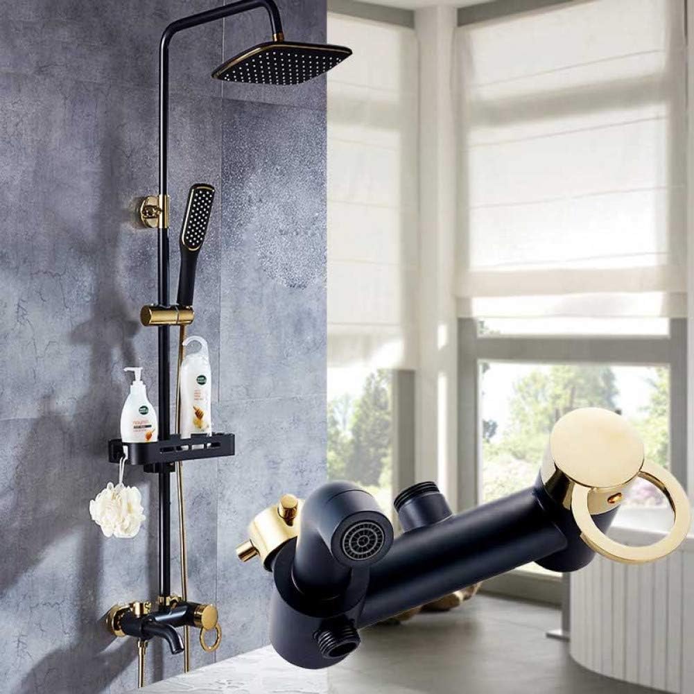 DGHJK Duschsystem Regenschauer Wasserhahn Goldschwarzes Badezimmer