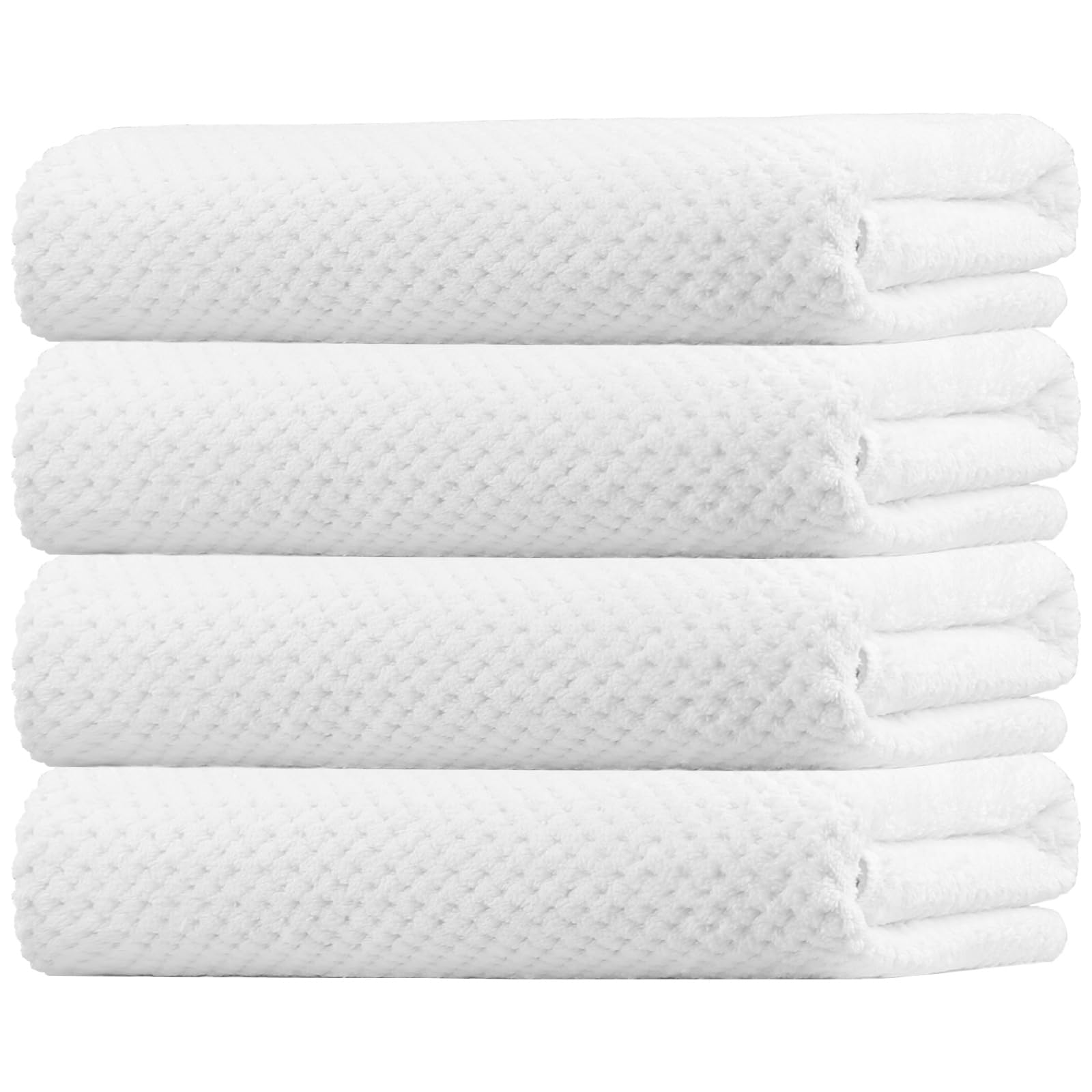 Photo 1 of HOMEXCEL Bath Towel Set Pack of 4, 30 x 60 Inches Large Microfiber Bath Towels, Soft, Absorbent, and Quick Dry Towels for Bathroom, Pool, Beach, Swim, and Yoga, Large Bathroom Towels, White