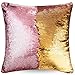 URSKYTOUS Reversible Sequin Pillow Case Decorative Mermaid Pillow Cover Color Changing Cushion Throw Pillowcase 16” x 16”,Pink and Gold