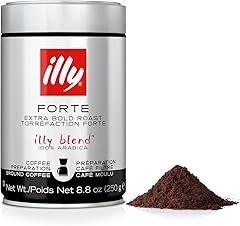 Illy Coffee, Ground Drip Forte, Extra Dark Roast, 100% Arabica Bean Bold Signature Italian Blend, No Preservatives, 8.8 Ounce