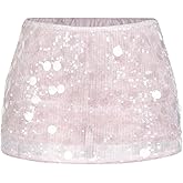 WDIRARA Women's Sparkly Sequin Mini Skirt Low Rise Bodycon Skirts Party Clubwear