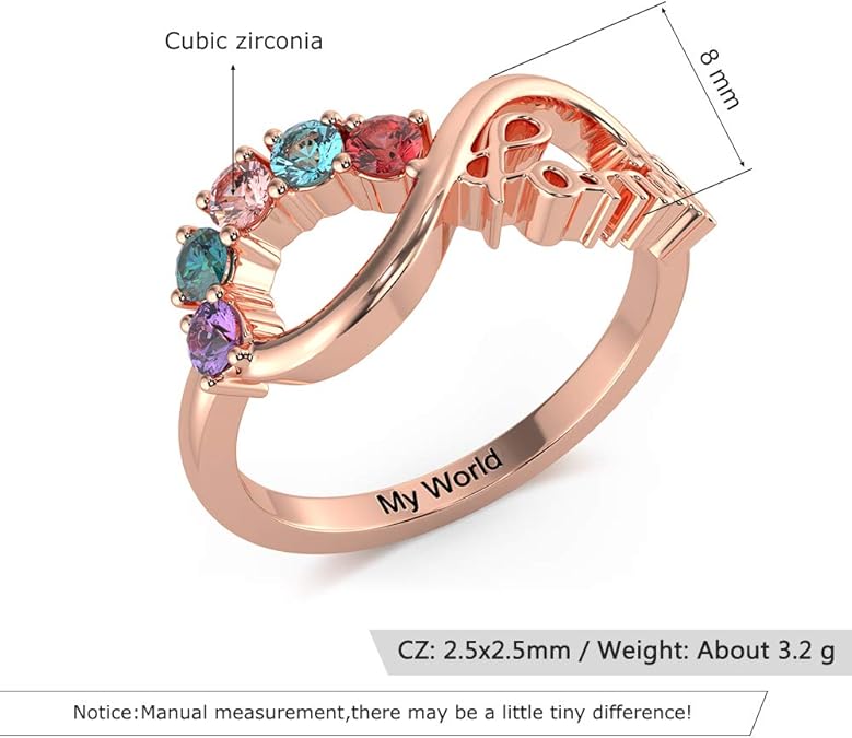 Amazon Com Personalized Infinity Mothers Ring With 5