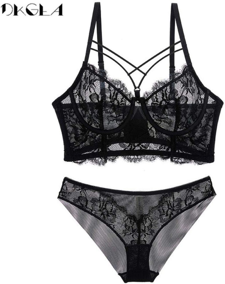 sakkdaull New s Lace Underwear Set Black ssiere Deep V Women Lingerie Set Embro
