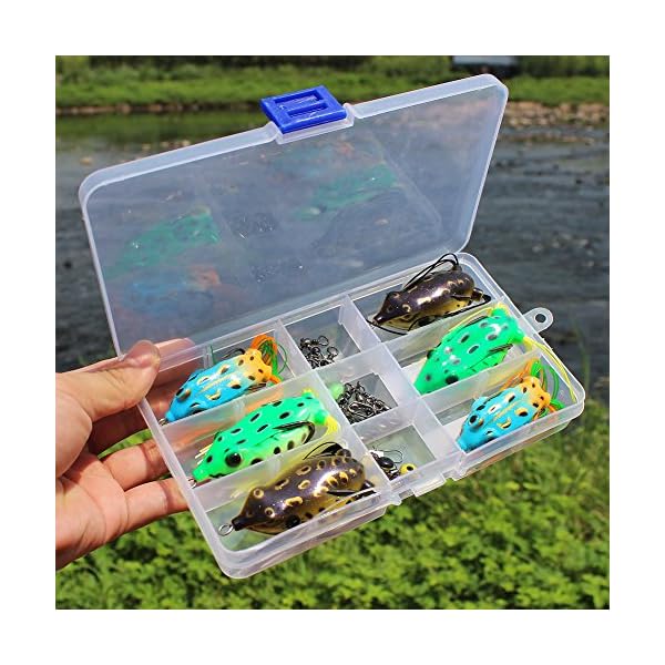 Sougayilang-6Pcs-Hollow-Frog-Fishing-Lures-Soft-Topwater-Baits-with-Tackle-Box-For-Bass-Snakehead-Saltwater-Freshwater-Fishing Sougayilang-6Pcs-Hollow-Frog-Fishing-Lures-Soft-Topwater-Baits-with-Tackle-Box-For-Bass-Snakehead-Saltwater-Freshwater-Fishing