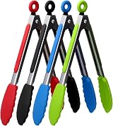 ZHIYE 9 Inch Kitchen Tongs 4 Pcs Stainless Steel With Silicone Tips Locking Clip view 1