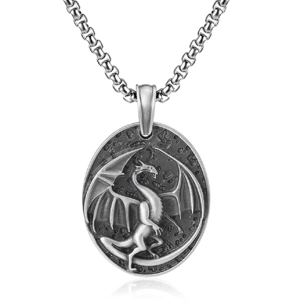 MayiaHey Gothic Dragon Pendant Necklace for Men, Norse Viking Dragon Necklace Hip Hop Dragon Wing Necklace Vintage Pure Tin Dragon Jewelry Punk Dragon Totem Necklace for Boys