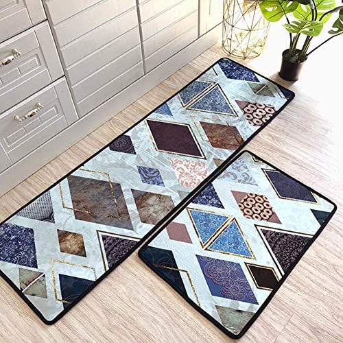 Kitchen Rugs Non Slip Washable Polyester Water-absorbent Floor Mats For Kitchen Bedroom,doormat Rugs Carpet-b 45x80cm(18x31inch)+45x150cm(18x59inch)