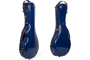 Crossrock Fiberglass Mandolin Case – Contoured for A & F-Style (Universal Fit) | Navy Blue Gloss, Forest Green Velvet, TSA Lock, Backpack Straps, Accessory Compartment – Sleek Pro Travel Case​