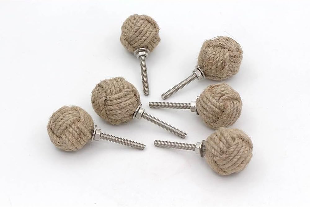 Samara Nautical 12 Knotty Door knobs - Nautical Drawer pulls - Jute Rope Drawer pulls, Natural, 1.25 in - Image 3