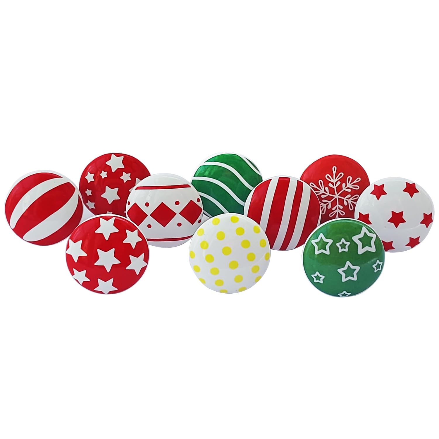 Royal Kraft Vintage Red and Green Painted Ceramic Knobs for Kitchen Cabinets, Doors, Drawers, Closet, Sideboard, Set of 10, Sknob021