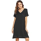 WiWi Viscose from Bamboo Nightgowns for Women Short Sleeve Sleep Shirt V Neck Nightgown Plus Size Sleepwear S-4X,