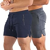 PIDOGYM Men's 5" Gym Workout Shorts,Fitted Jogging Short Pants for Bodybuilding Running Training with Zipper Pockets