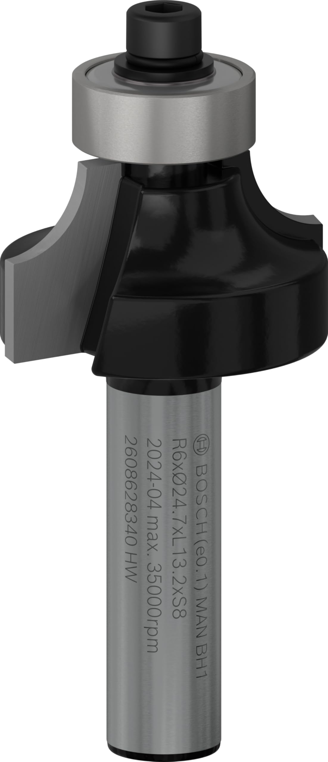 Bosch 2608628340 Rounding Router Bit, 0 V, Silver, 8 x 24.7 x 53 mm