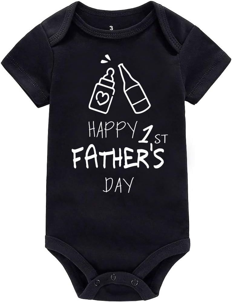 Newborn Infant Baby Boys Girls Happy 1st Father’s Day Love Daddy Short Sleeve Bodysuit Outfit