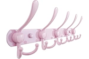 Dseap Coat Rack Wall Mounted - 5 Tri Hooks, Heavy Duty, Stainless Steel, Metal Coat Hook Rail for Coat Hat Towel Purse Robes 