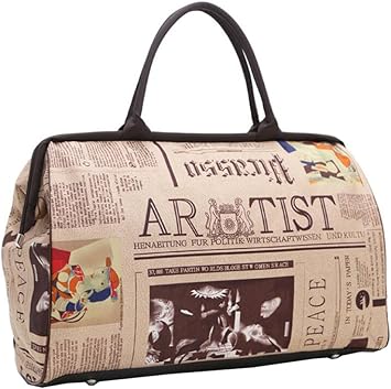 Amazon Co Jp レトロな英語の新聞のパターントラベルトートダッフルバッグ スポーツ アウトドア