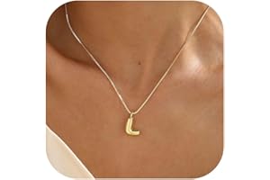 Thaivor Bubble Letter Necklace Initial Necklaces for Women Dainty Charm Pendant Necklace Trendy Name Necklace Personalized Je
