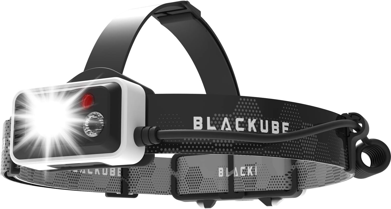 Blackube Lightweight Headlamp - 5 Modes Super Bright USB Rechargeable IPX6 Waterproof Adjustable Head Flashlights with 1x18650 Rechargeable Battery Professional for Camping, Hiking, Fishing, Running