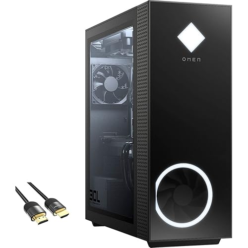 HP OMEN 30L 3060 Ti Liquid Cool Gaming Desktop, 8-Core AMD Ryzen 7 5800X, GeForce RTX 3060 Ti, 16GB RGB RAM, 512GB PCIe SSD+2TB HDD, USB-C, HDMI/DP, RJ-45, Wi-Fi, RGB, Mytrix HDMI 2.1 Cable, Win 10