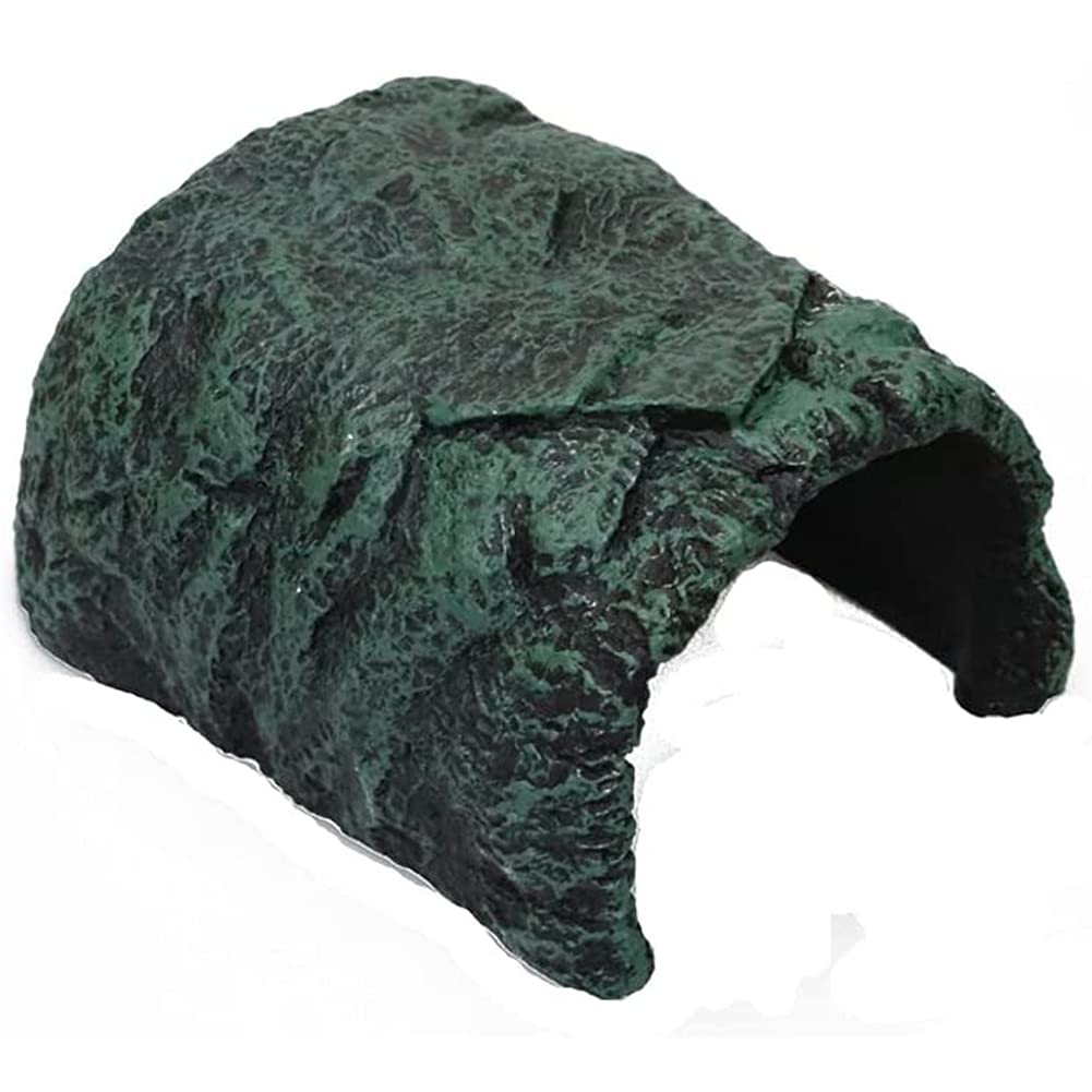 Reptile Rock Hideout Cave, Aquarium Habitat Décor for Tortoise, Reptiles, Small Lizards, Turtles, Bearded Dragon Tortoise (Cuboid shape)