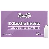 NewLife Naturals Vitamin E Vaginal Suppositories 38IU ESoothe - Moisture & Hydration Support - All Natural Estrogen Free Feminine Care - 24 Inserts