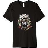 Aztec Jaguar Warrior Skull Headdress Ancestral Art Premium T-Shirt