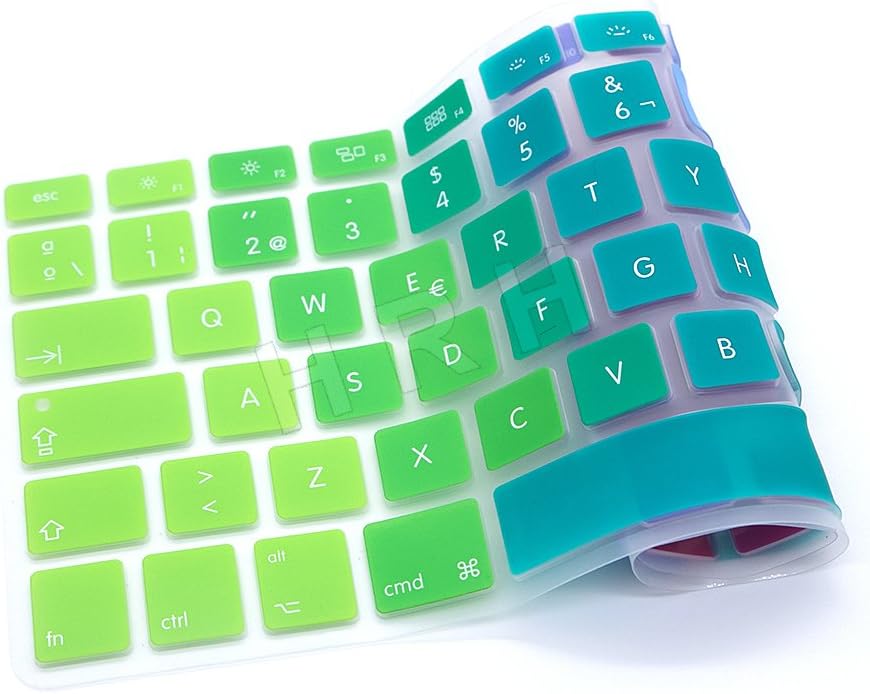 MMDW EU/UK Spanish Keyboard Cover for Macbook Pro 13 Inch,15 Inch (with or without Retina Display,2015 or Older Version) for Macbook Old Air 13 Inch European/ISO Keyboard Layout Silicone Skin-Rainbow - Image 3